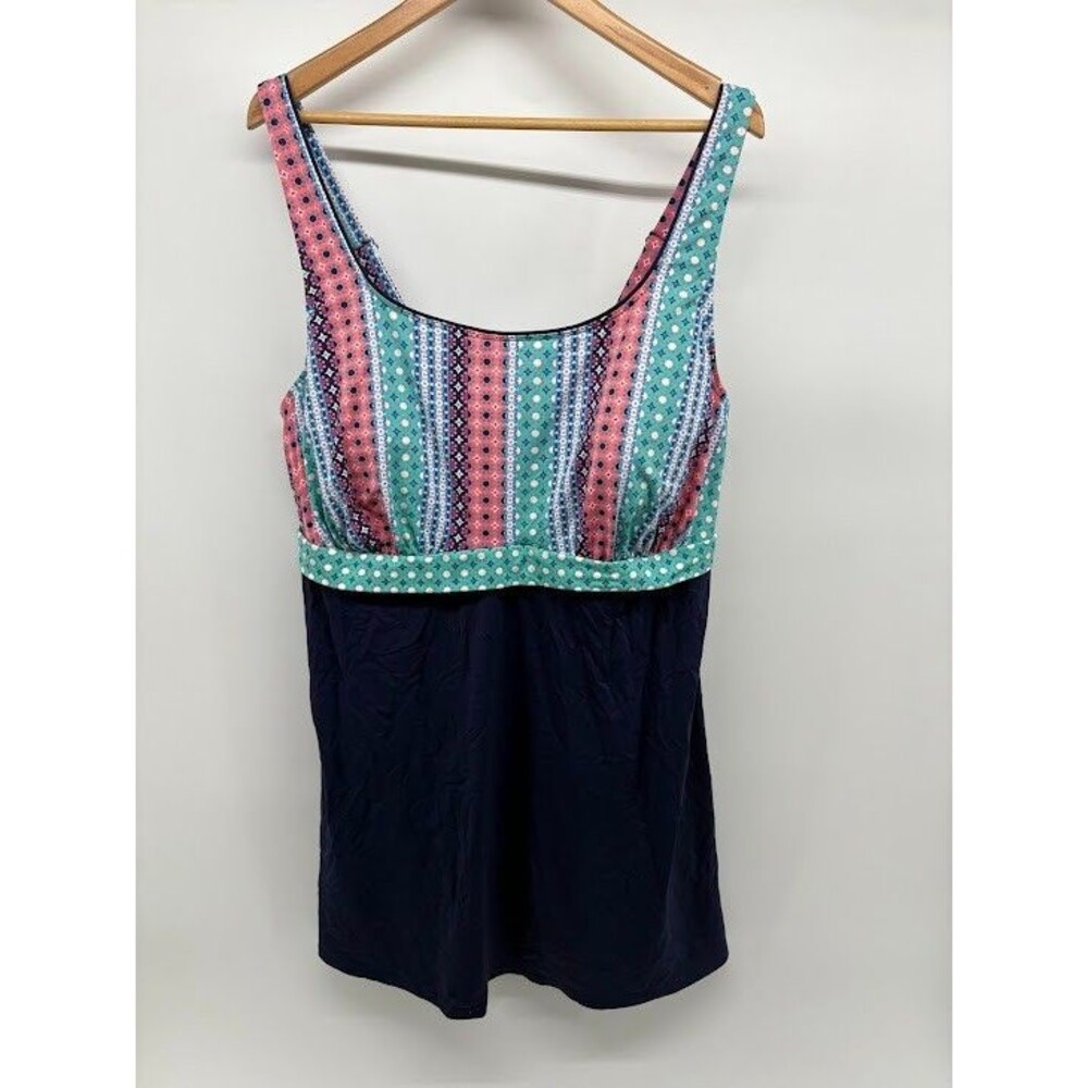 Lands End Women's Plus Size 24W Bathing Suit Top Long Skirt Wired‎ Bra